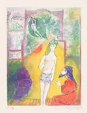 Marc Chagall, Then the Boy Displayed to the Dervish his Bosom, Saying: 'Look at my Breasts which be Goodlier than the Breasts of Maidens and my Lipdews are Sweeter than Sugar Candy...', plate 1 from Four Tales from the Arabian Nights (M. 36, C. Bks. 18)