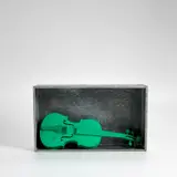 Joseph Beuys, Zwei Fluxus-Objekte: Grüne Geige (Two Fluxus Objects: Green Violin) (S. 135), 1974, Wooden violin painted in green, contained in the original glazed galvanized sheet iron case