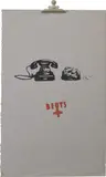 Joseph Beuys, Erdtelephon (Earth Telephone) (S. 79), 1973-77, Unique screenprint in colours, on felt board, with the accompanying metal clamp added in 1977