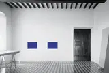 Donald Judd, Untitled (Wall Project), from Wall Works (S. 30), 1992, Two blue Plexiglas sheets, to be installed in two recesses on a white painted wall