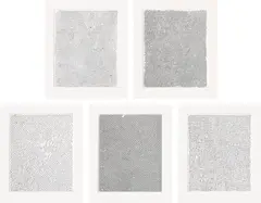 Untitled (Nets) by Rachel Whiteread, 2002, The complete set of five etched German silver (copper/nickel/zinc) sheet metal gratings, mounted to white museum board (, sold Jan 2024