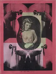 Sigmar Polke, Sauberes Auto - Gute Laune (Clean Car - Good Mood), 2002, Screenprint in colours on unique fabric variant, laid to canvas and mounted on a wooden stretcher