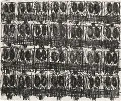 Untitled (Anxious Crowd) by Rashid Johnson, 2018, Soft-ground etching, on Somerset Velvet paper, the full sheet, sold Jan 2024