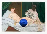 Jeff Koons, Gazing Ball (Manet Olympia), 2017, Archival pigment print in colours with blue mirrored glass inset, on Innova rag paper, with full margins
