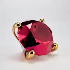 Diamond (Red) by Jeff Koons, 2020, Porcelain multiple painted in chrome, contained in the original Styrofoam-lined presentation box with metallic red print, sold Jan 2024