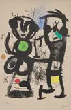 Joan Miró, La conversation (The Conversation) (M. 588), 1969, Lithograph in colours, on burlap laid to Chiffon de Mandeure paper, the full sheet