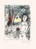 Marc Chagall, Nu au petit bouquet (Nude With Small Bouquet) (M. 1027), 1984, Lithograph in colours, on Arches paper, with full margins