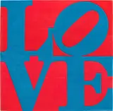 Robert Indiana, Chosen Love, 1995, Skein dyed, hand carved and hand tufted archival New Zealand woollen rug, with natural latex backing