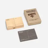 Joseph Beuys, Holzpostkarte (Wood Postcard) (S. 104); and Filzpostkarte (Felt Postcard) (S. 539), 1974; and 1985, Two multiples, one screenprint in black on pine, and one screenprint in white on felt, with the accompanying card box stamped with Beuys' Browncross in brown ink