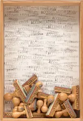 Arman, Accumulation, 1973, assemblage of rubber stamps in a pine and plexiglas shadowbox