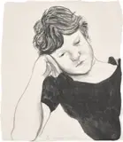 David Hockney, Byron on Hand (T.G. 264, M.C.A.T. 218), 1979, Lithograph, on Chinese Traditional Tissue paper, the full sheet