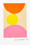Etel Adnan, L'Express Beyrouth-Enfer (Beirut-Hell Express), 2021, Aquatint in colours, on wove paper, with full margins, with accompanying 55-page book, the sheet loose (as issued) contained in the original aquamarine linen-covered portfolio