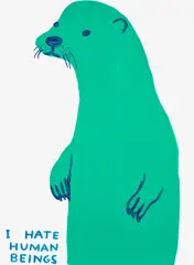Untitled (I Hate Human Beings) by David Shrigley, 2022, Screenprint in colours, on Somerset paper, the full sheet, sold Jan 2024