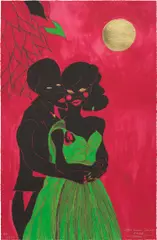 Chris Ofili, Afro Lunar Lovers I, 2003, Giclée print in colours, with embossing and gold leaf, on wove paper, the full sheet