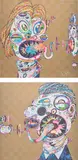 Homage to Francis Bacon (Study for Head of Isabel Rawsthorne and George Dyer): two plates by Takashi Murakami, 2016, Two offset lithographs in colours, on smooth wove paper, the full sheets, sold Jan 2024