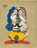 Portraits imaginaire (Imaginary Portraits): one plate by Pablo Picasso, 1969, Offset lithograph in colours, on Arches paper, the full sheet, sold Jun 2024
