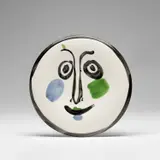 Visage no. 197 (Face no. 197) (A.R. 494) by Pablo Picasso, 1963, White earthenware round plate painted in colours and glazed, sold Jun 2024