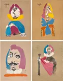 Portraits imaginaire (Imaginary Portraits): four plates by Pablo Picasso, 1969, Four offset lithographs in colours, on Arches paper, the full sheets, sold Jun 2024