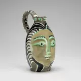 Femme du barbu (Bearded Man's Wife) (A.R. 193) by Pablo Picasso, 1953, White earthenware turned pitcher painted in colours with partial brushed glaze, sold Jun 2024
