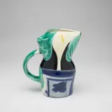 Pablo Picasso, Pichet aux arums (Pitcher with Arum Lilies) (A.R. 189), 1953, White earthenware turned pitcher painted in colours, engraved and glazed
