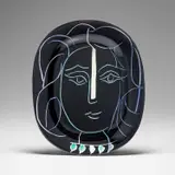 Pablo Picasso, Visage de femme (Woman's Face) (A.R. 220), 1953, White earthenware rectangular dish painted in colours, engraved and glazed