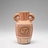 Pablo Picasso, Vase au décor pastel (Vase with Pastel Decoration) (A.R. 190), 1953, Red earthenware turned vase with pastel additions in colours