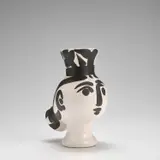 Chouette femme (Wood-Owl Woman) (A.R. 119) by Pablo Picasso, 1951, White earthenware turned vase painted in black with partial brushed glaze, sold Jun 2024