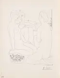 Pablo Picasso, Trois femmes nues près d'une fenêtre (Three Nude Women by a Window), plate 67 from La Suite Vollard (Bl. 176, Ba. 329), 1933, Etching, on Montval laid paper, with full margins