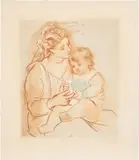 Pablo Picasso, Mère et enfant (Mother and Child) (see Z. 370), Etching and aquatint with roulette in colours, on Chine-appliqué to wove paper, with margins