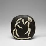 Danseurs (Dancers) (A.R. 388) by Pablo Picasso, 1956, White earthenware plaque painted in black with partial brushed glaze, sold Jun 2024