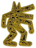 Keith Haring, Dog, 1986, Unique multiple comprised of screenprint in yellow on black enamel painted plywood