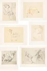 Balthus, Dessins (Drawings), 1994, The complete set of six lithographs in colours, on Arches paper, the full sheets loose (as issued), with the title page, text and colophon, all contained in the original fabric-covered portfolio with embossed signature