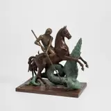 Saint Georges et le dragon (Saint George and the Dragon) (D. 590) by Salvador Dalí, 1977/1984, Bronze sculpture with brown and green patina, sold Jun 2024