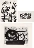 Joan Miró, Album 19: one plate; Homenatge à Joan Prats (Tribute to Joan Prats): one plate; and Joan Miró Fotoscop: one plate (M. 330; 716; and 938, see C. Bks. 70; 153; and 209), 1961; 1971; and 1974, Three lithographs, on various papers, the full sheets and with full margins