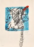 Les essències de la terra (The Essences of the Earth): one plate (see M. 579, see C. Bks. 123) by Joan Miró, 1968, Lithograph in colours with hand-colouring in black crayon and red gouache, on Japon nacré paper, with full margins, with, sold Jun 2024