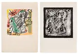 Les essències de la terra (The Essences of the Earth): two plates (M. 574-575, see C. Bks. 123) by Joan Miró, 1968, Two lithographs (one in colours), on Japon nacré paper, with full margins, sold Jun 2024