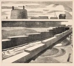 Paul Nash, The Sluice (P. L8), 1920, Lithograph, on thin wove paper, with full margins