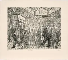 Leon Kossoff, Going Home, 1984, Drypoint with etching and aquatint, on cream Somerset paper, with full margins