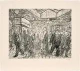 Leon Kossoff, Going Home, 1984, Drypoint with etching and aquatint, on cream Somerset paper, with full margins