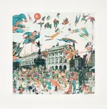 Peter Blake, Piccadilly Circus - The Convention of Comic Book Characters, from The London Suite, 2012, Screenprint in colours, on Somerset paper, with full margins