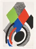 Sonia Delaunay, Untitled, from Morphèmes, 1964, Etching in colours, on Arches paper, with full margins loose (as issued), contained in the original Arches paper folder with text by Imre Pán and justification on the reverse