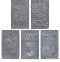 Robert Morris, Memory Drawings, 1975, The complete set of five lead sheets with letterpress embossing, mounted on Masonite panels (as issued)