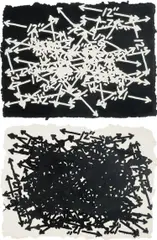 Mel Bochner, 50 Foot Print; and 100 Foot Print (K.W. 1997.05-1997.06), 1997, Two wood engravings, on handmade Twinrocker paper, the full sheets