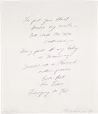 Love Poem by Tracey Emin, 2013, Embroidery thread in silver, on cotton fabric, sold Jun 2024