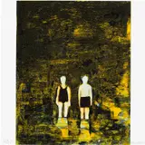 Katherine Bradford, 2 Bathers, 2013, Solar plate etching in colours, on BFK Rives paper, the full sheet