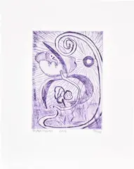 Shara Hughes, Night Opening, 2022, Etching in violet, on BFK Rives paper, with full margins