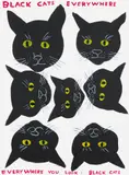 David Shrigley, Black Cats, 2021, Screenprint in colours with varnish overlay, on Somerset paper, the full sheet