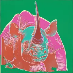 Andy Warhol, Black Rhinoceros, from Endangered Species (see F. & S. 301), 1983, Unique screenprint in colours, on Lenox Museum Board, the full sheet