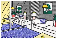 Wallpaper With Blue Floor Interior (G. 1558, C. 260) by Roy Lichtenstein, 1992, Screenprint in colours, on five sheets of Paper Technologies Inc. Waterleaf paper, the full sheets, sold Sep 2024