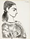 Pablo Picasso, Femme au corsage à fleurs (Woman with Flower Bodice) (Bl. 846, M. 307, R. 728), 1957, Lithograph, on Arches paper, the full sheet